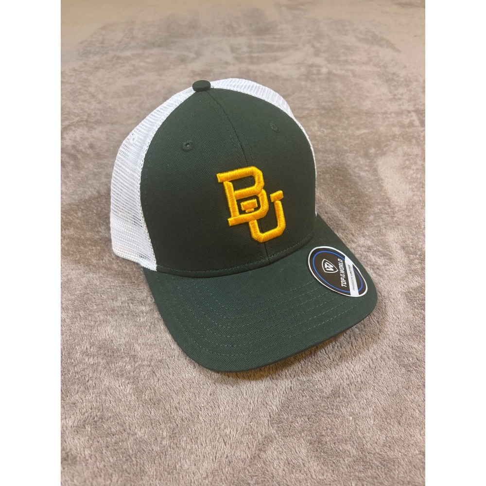NWT Top of the World Baylor Bears Trucker Hat Green White Mesh Snapback Cap NCAA